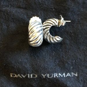 David Yurman Cable Shrimp Sterling Huggie Earrings